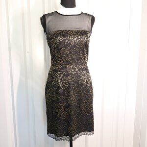 Diane Von Furstenberg Womens Black Gold Metallic Lace Mini Cocktail Dress Size 6